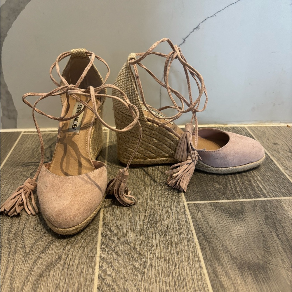Steve Madden Pink Espadrille Wedge Sandals